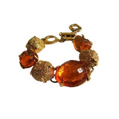 YVES SAINT LAURENT amber glass and gilt 'rock' bracelet