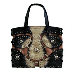 AZZEDINE ALAIA lizard purse with silver studs