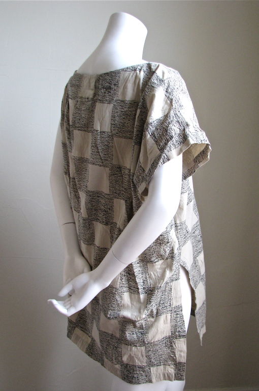 very early ISSEY MIYAKE asymmetrical 'checkered' top