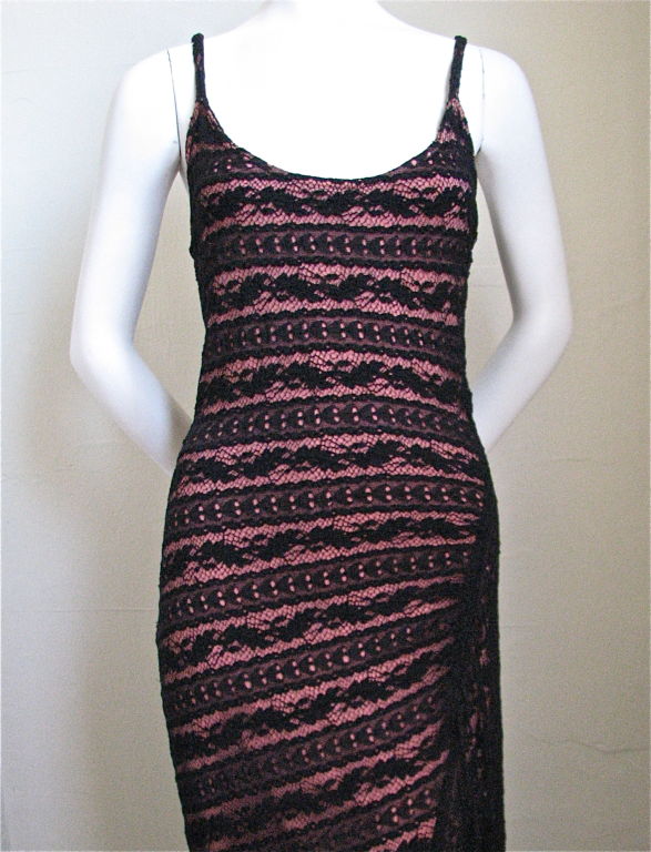 very rare AZZEDINE ALAIA black lace dress with asymmetrical hem