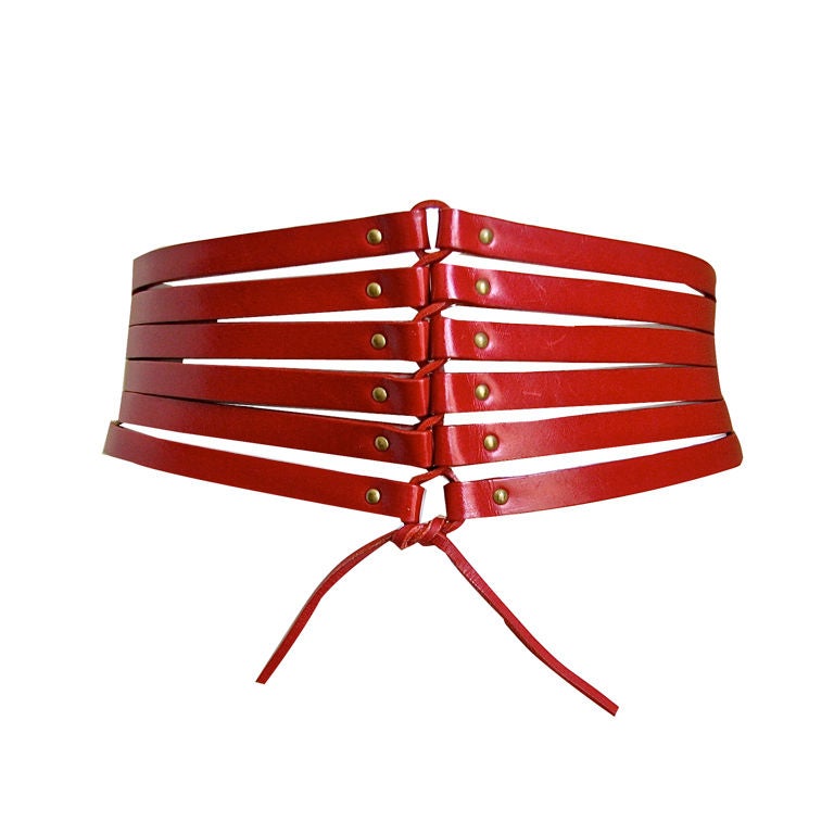 AZZEDINE ALAIA red leather corset belt