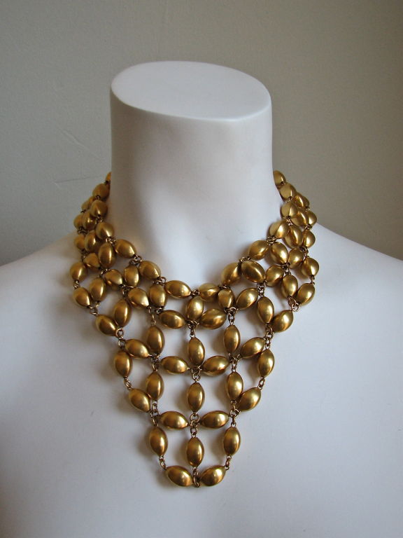 Gilt beaded bib necklace