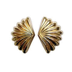 Vintage CHRISTIAN DIOR gilt fan earrings