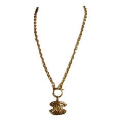 Vintage CHANEL 
CC
 gilt charm necklace.......REDUCED!