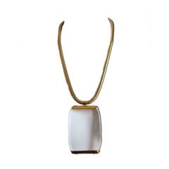 Massive LANVIN gilt necklace with lucite pendant