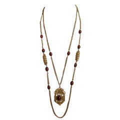 MIRIAM HASKELL gilt necklace with jasper 8