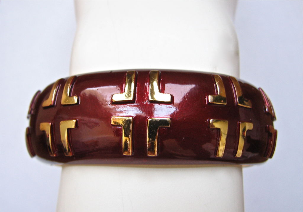 LANVIN enameled and gilt cuff