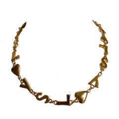 Vintage YVES SAINT LAURENT gilt 'YSL' necklace