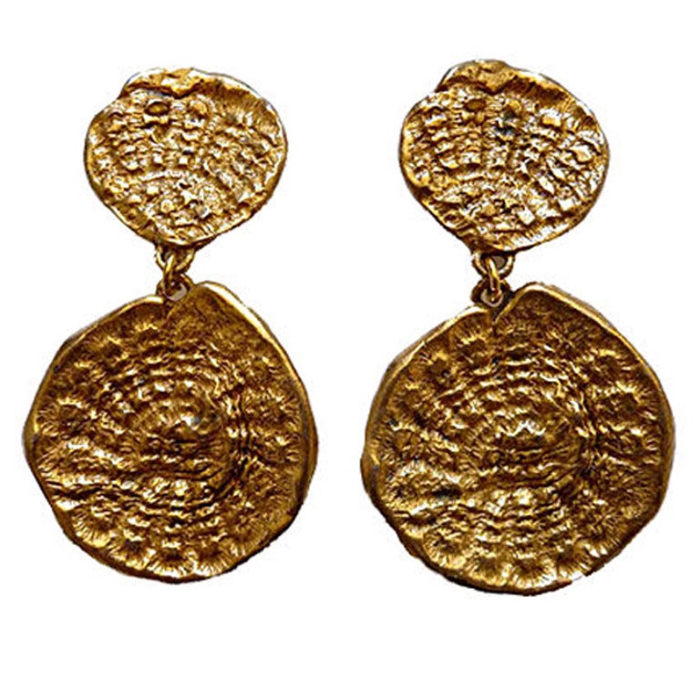 CHARLES JOURDAN gilt 'shell' earrings