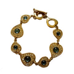 Retro YVES SAINT LAURENT heart bracelet with poured glass & rhinestone