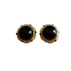 NINA RICCI gilt earrings with glass stones