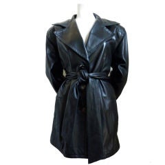 YVES SAINT LAURENT - Manteau en cuir noir
