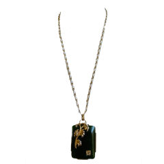 LANVIN necklace with large 'jade' lucite pendant