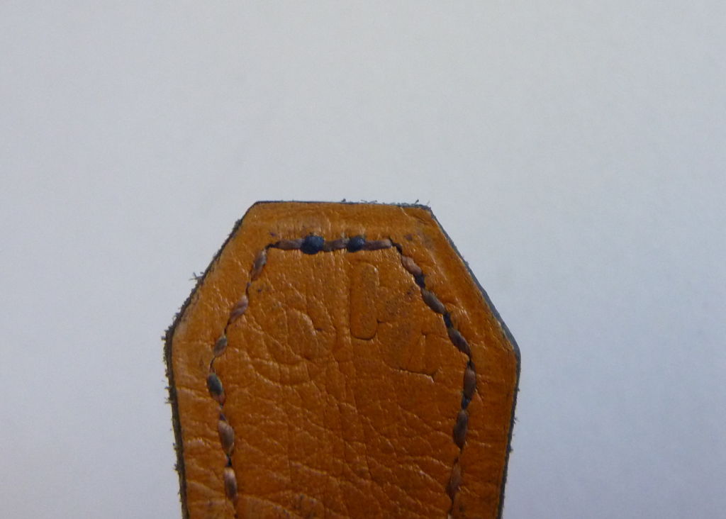 Women's HERMES navy leather belt with gilt horse bit