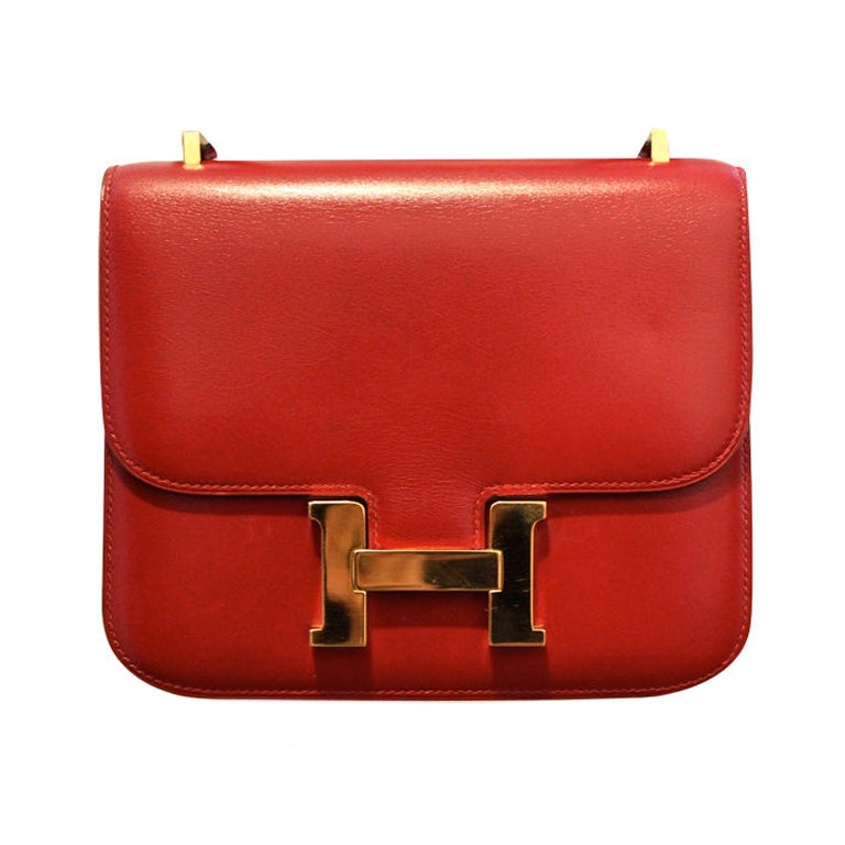 HERMES 'Constance' in rouge box leather