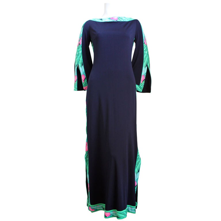LEONARD silk jersey dress with floral trim
