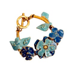 JEAN-LOUIS SCHERRER gilt & enameled floral bracelet