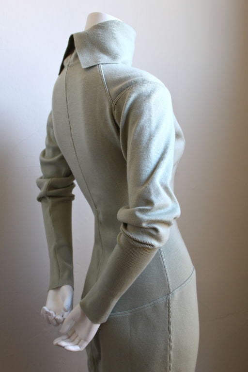 Women's AZZEDINE ALAIA pale mint seamed knit dress