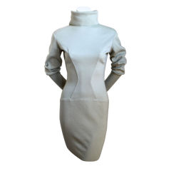 AZZEDINE ALAIA pale mint seamed knit dress