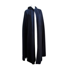 Vintage CHRISTIAN DIOR black hooded cape with tassel and braided trim