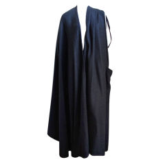 very early ISSEY MIYAKE black cashmere asymmetrical wrap coat