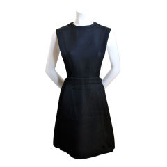 PIERRE CARDIN black wool jumper dress
