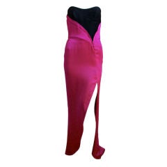 *SALE* 1990's THIERRY MUGLER fuchsia charmeuse gown with black bodice 9