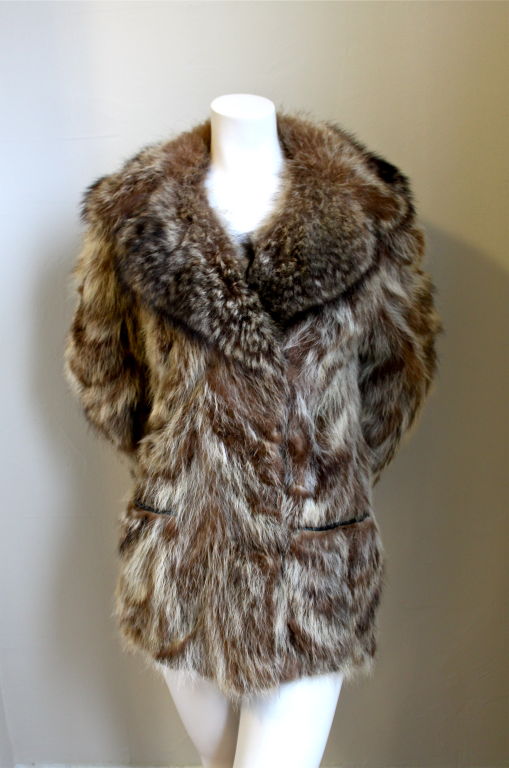 PIERRE CARDIN 1970's coyote fur coat with fox collar