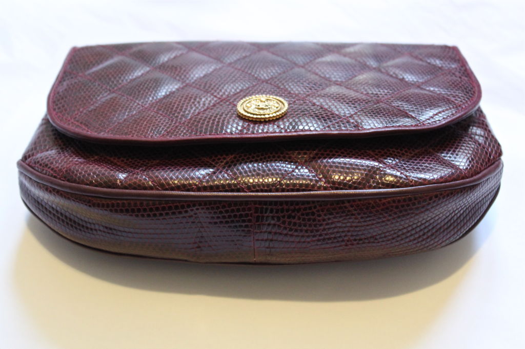 Gorgeous lizard skin convertible clutch from Chanel. Ca. 1985. 6