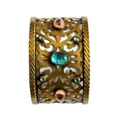 YVES SAINT LAURENT pierced cuff with poured glass 5