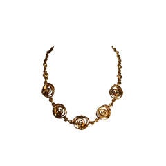 YVES SAINT LAURENT gilt abract rose necklace 12
