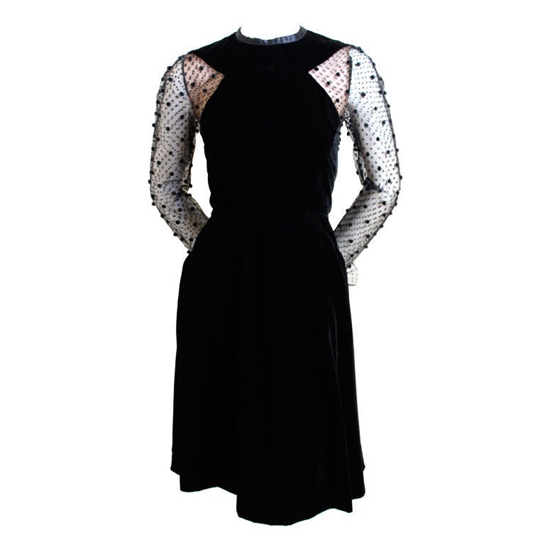 JACQUELINE de RIBES velvet and lace dress For Sale at 1stDibs