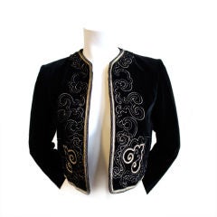 YVES SAINT LAURENT black cropped jacket with gold embroidery