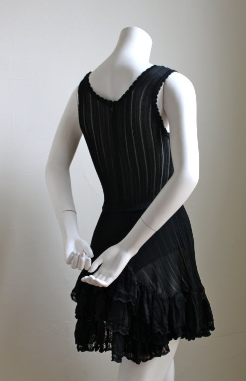 Azzedine Alaia black lace dress with bustle
