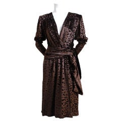 YVES SAINT LAURENT draped velvet 'leopard' dress
