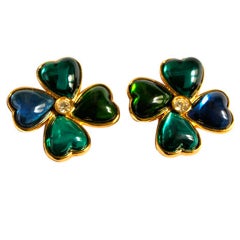 GOOSSENS for YSL glass and Swarovski crystal clover earrings