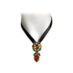 Vintage YVES SAINT LAURENT faceted glass pendant