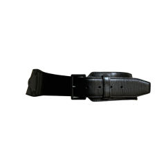 Retro AZZEDINE ALAIA sleek asymmetrical black leather belt
