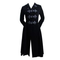 YVES SAINT LAURENT black velvet couture coat