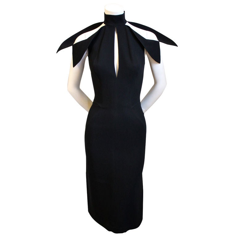 dramatic THIERRY MUGLER COUTURE black sculptural dress
