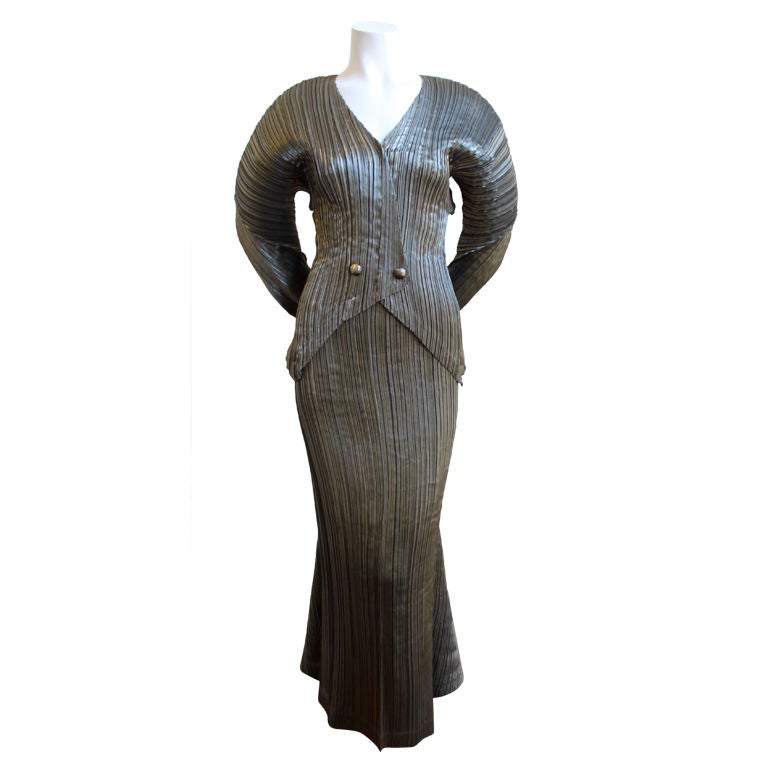 very rare early 80's ISSEY MIYAKE sculptured bronze ensemble