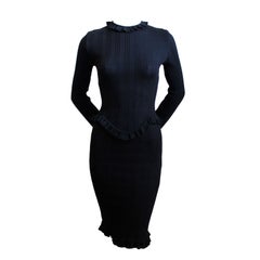 GIVENCHY couture knit dress with ruffled trim