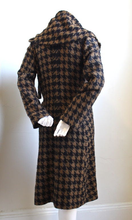 SONIA RYKIEL wool houndstooth draped coat 2