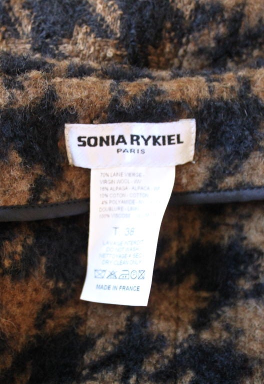 SONIA RYKIEL wool houndstooth draped coat 3