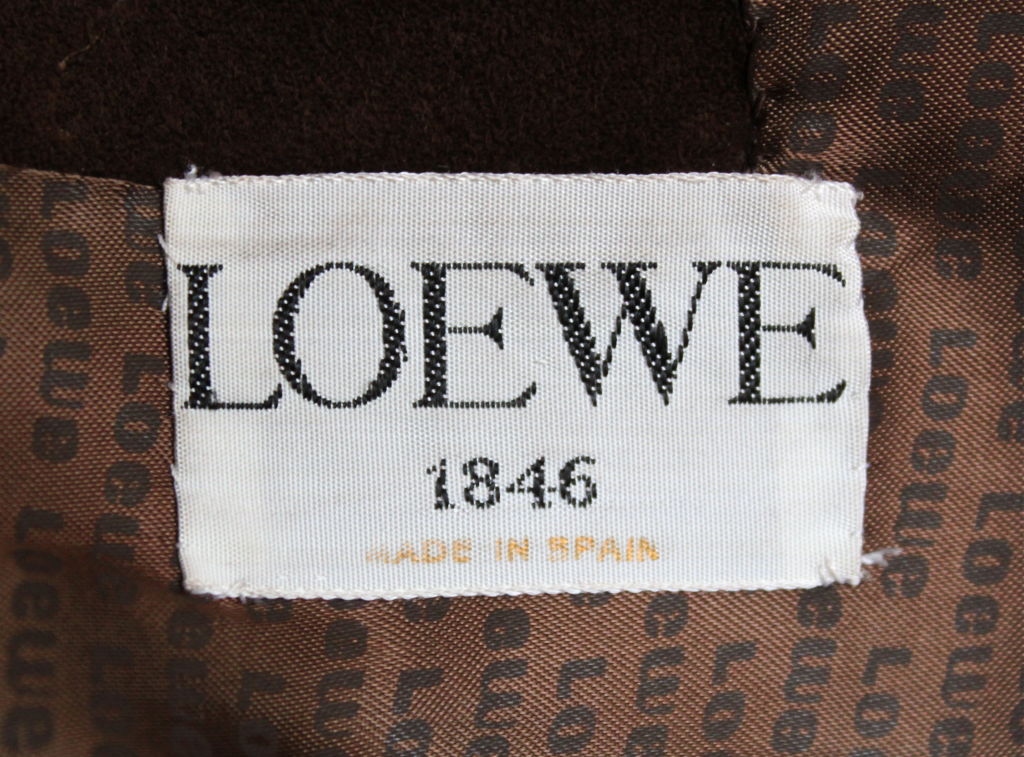 1970's LOEWE brown suede coat with fox trim 2