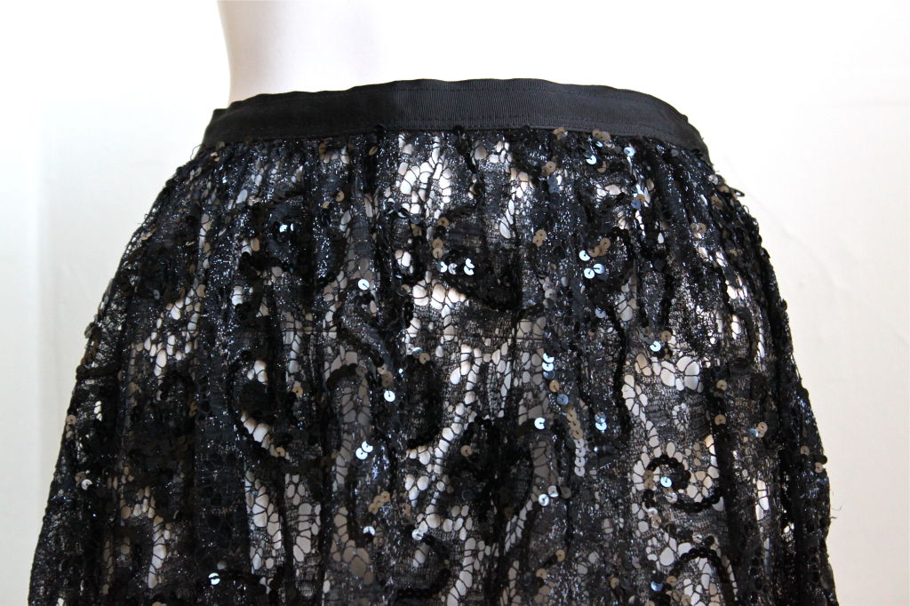 YVES SAINT LAURENT black lace and sequined skirt