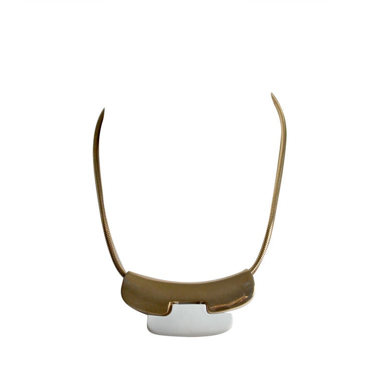 LANVIN gilt modernist necklace