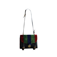Vintage ROBERTA DI CAMERINO velvet bag with leather & gilt hardware