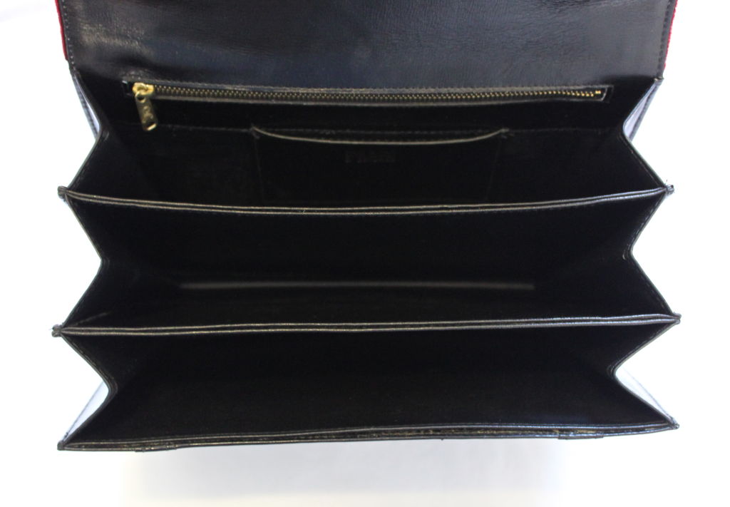 ROBERTA DI CAMERINO velvet bag with leather & gilt hardware 1