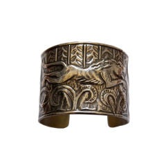 hand made silver Art Deco repousse cuff